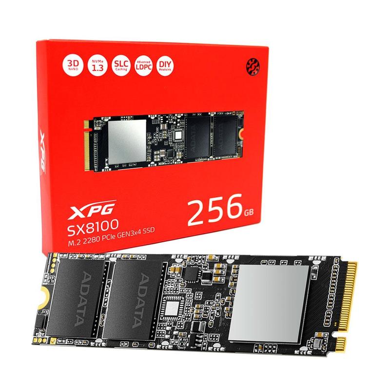 SSD 256GB XPG SX8100, M.2 2280, PCIe Gen3x4, Leitura 3500MB/s